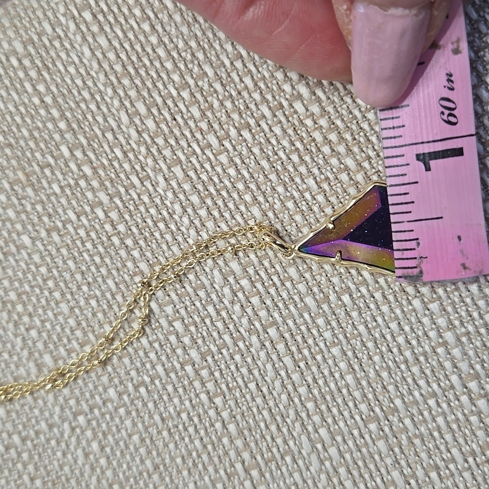 Kendra Scott Faceted Alex Gold Necklace In Irredescent Blue Goldstone - Picture 10 of 10